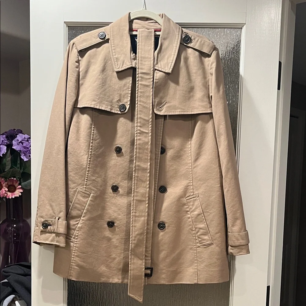 Tommy Hilfiger women’s Tan Double-Breasted Coat - Picture 1 of 2